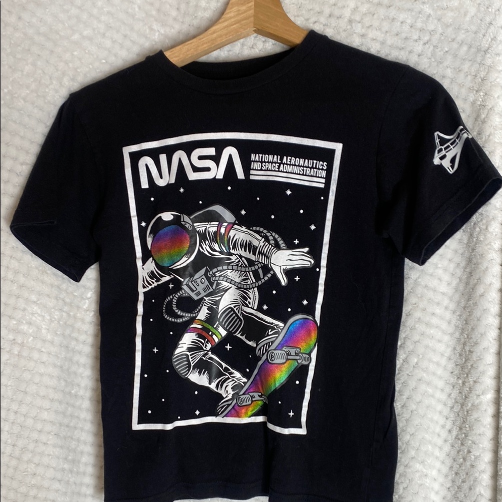Eighty Eight Brand Black Tee With Skateboarding Astronaut